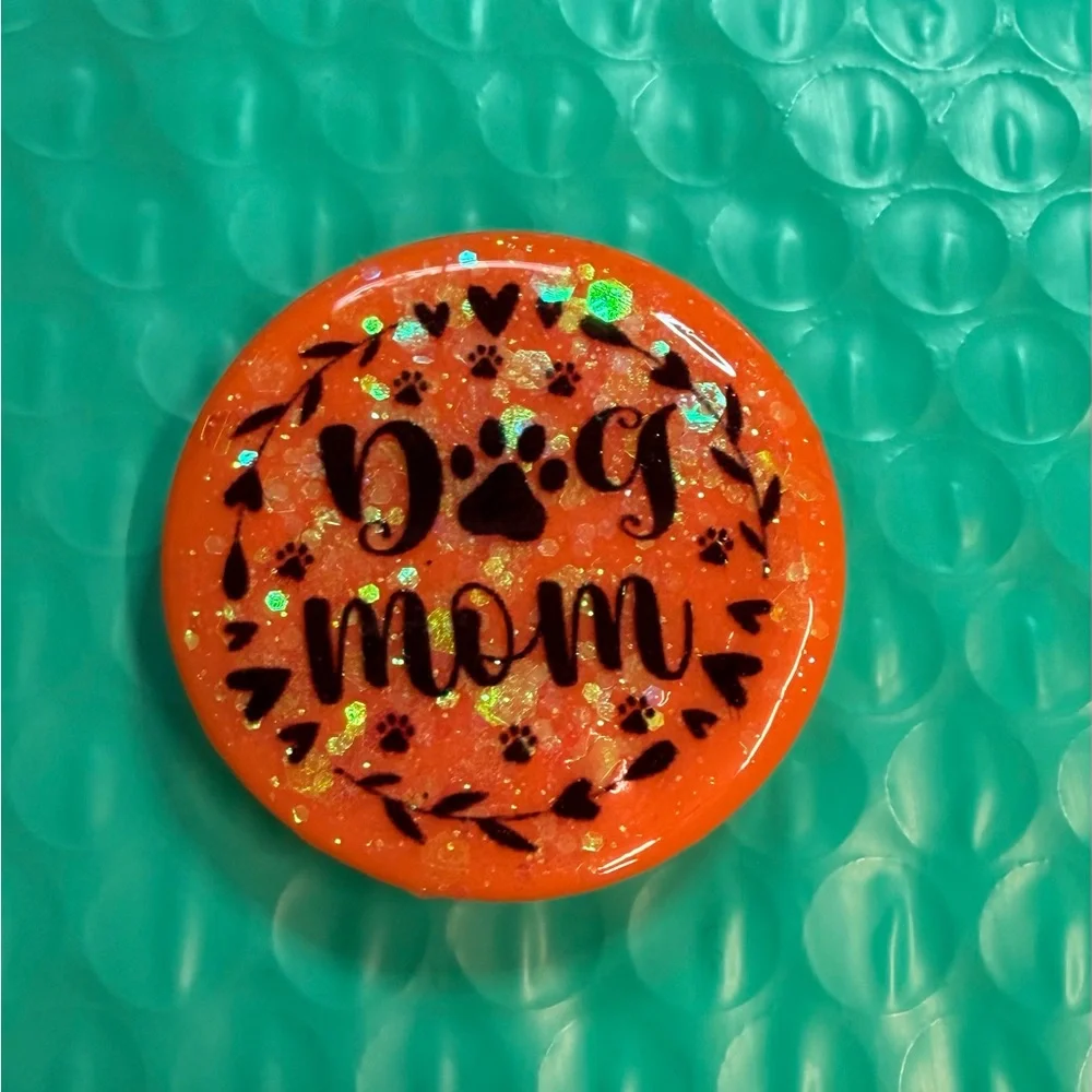 Orange Glitter Dog Mom Phone Grip
